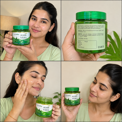 SmartDrops Aloe Vera Gel for Face, Skin & Hair | 100% Natural Hydrating & Soothing Gel | Reduces Acne, Pimples & Dryness | Moisturizing Daily Skin Care Gel | 100g